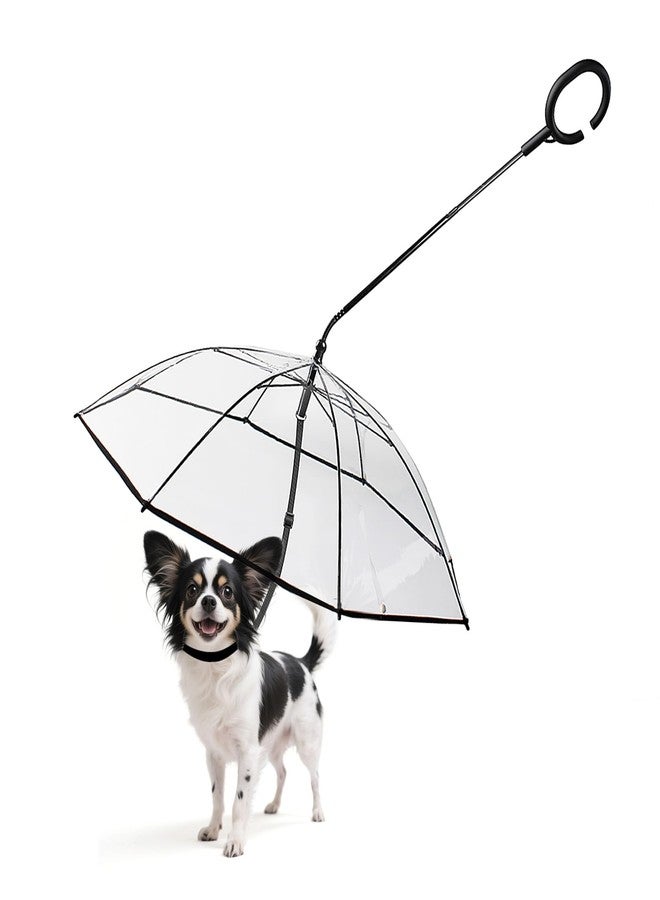 PETLESO Clear Small Dog Umbrella, Adjustable Leash, Self-Assembly Pet Umbrella for Small Dogs, Keeps Pet Dry for Rainy Walks/Potty Trips - Image 1